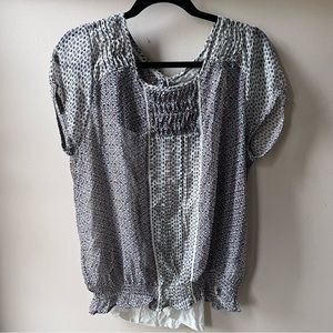 [💙2/$40💙Rocha John Rocha Short Sleeved Printed Blouse Size 16/XL